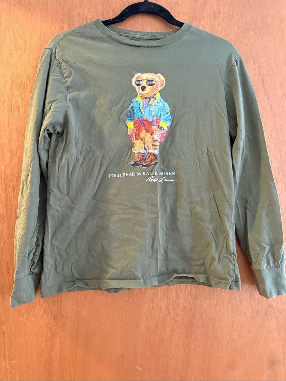Ralph Lauren Polo Bear Olive Long-Sleeve Kids Tee (14-16)